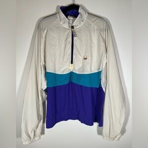 Vintage 90s Solumbra coloblock SPF 50 purple white 1/4 zip jacket sailing sz XL